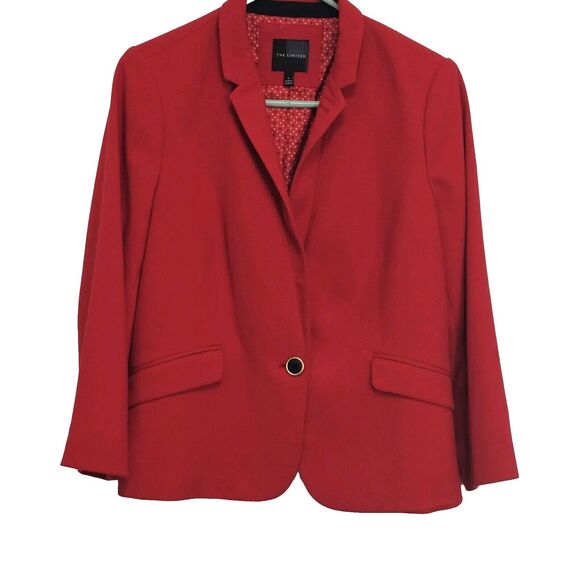 The Limited Red Blazer Women's Large Suit Jacket One Button‎ Fully Lined Classic - Picture 1 of 7